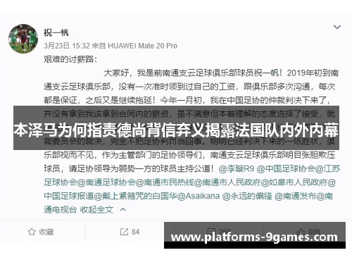 本泽马为何指责德尚背信弃义揭露法国队内外内幕